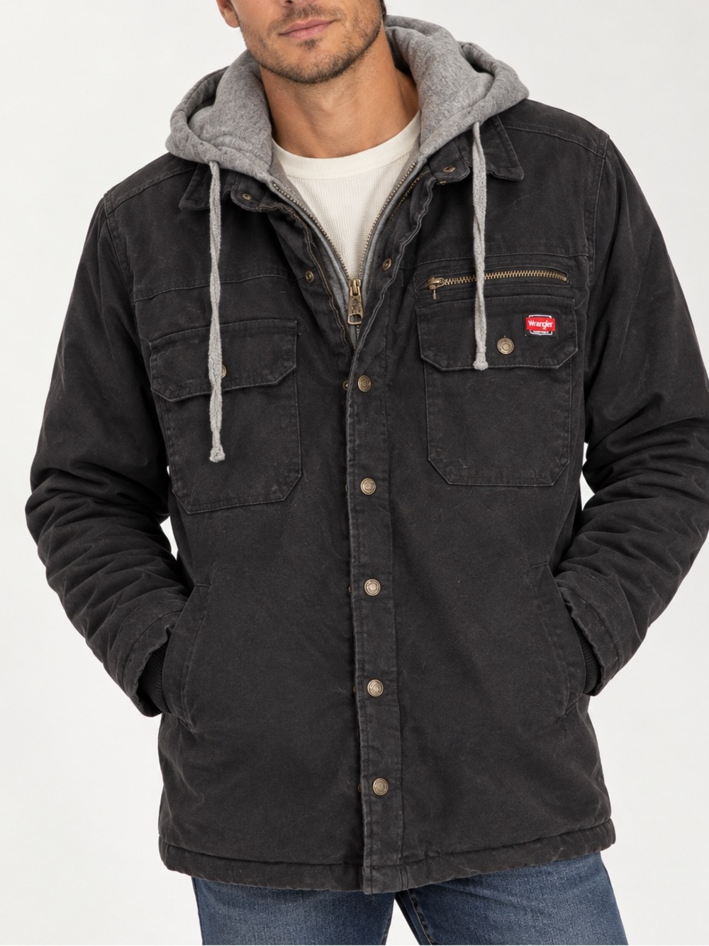 Wrangler Black Jacket with Gray Hooded Liner